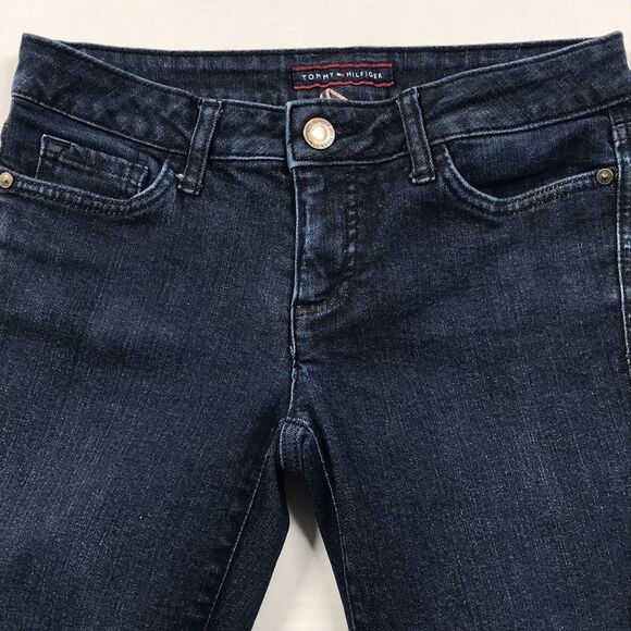 TOMMY HILFIGER Classic Boot Jeans Frayed Hem Womens Size 0 Wide Leg Flared Denim - Picture 3 of 12